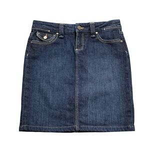 Paige Skirt Womens 25 Denim Pico Round Flap Back Pockets Straight Stretch Jean